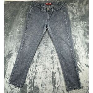 Guess Jeans Womens 31 Blue Slim Straight Leg Dark Wash Stretch Denim Zip Pockets